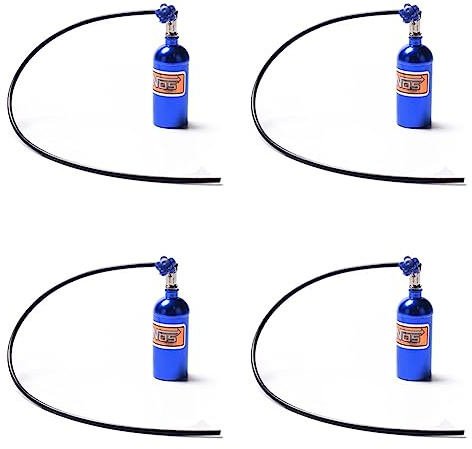 Janasiba Lot de 4 bouteilles d'azote simulées en métal NOS pour voiture 1/10 RC Crawler D90 D110 TRX4 Scx10 90046 Bleu