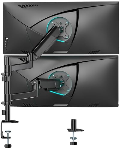 ARES WING Dual Monitor Arm for 17 to 40 Inch Screens up to 12kg, Black | Height Adjustable Dual Monitor Mount, Tilt, Swivel and Rotation Monitor Arm, Cable Management Monitor Stand, Vesa 75/100 mm