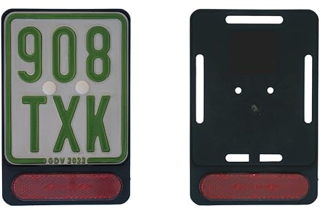 1x Kennzeichenhalter Kennzeichenträger Schwarz Mit Reflektor Rot für Versicherungskennzeichen 135 x 110 mm (für Mofa - Roller - S-Pedelec - E-Bike - Moped - L-Krad - Leichkraftrad) (Mit Reflektor)