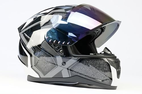BNO X6 Motorradhelm Integralhelm – sportlicher Helm, mit Belüftung & Ratschenverschluss – waschbares Innenfutter – Größen S bis XL – Schwarz/Grau