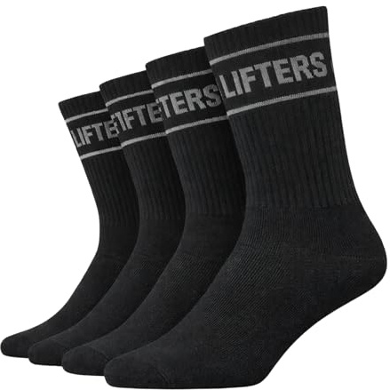 Lifters Performance Sportsocken (2 Paar) – Gepolsterte Trainingssocken für Fitness, Crossfit & Running – Atmungsaktiv – Damen & Herren (DE/NL/SE/PL, Numerisch, 39, 42, Regular, Regular, Schwarz)