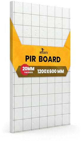 NOVECRAFTO PIR Insulation Board 1200 x 600 x 20mm (0.72 m²) – High Performance Rigid Thermal Insulation Panel – Slim Aluminum Faced Board for Walls, Floors & Roofs