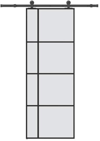 Porta scorrevole con guarnizione 76 x 205 cm vetro temperato e alluminio salvaspazio porta scorrevole in vetro per arredamento moderno durevole e stabile