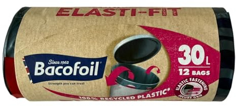 Bacofoil 12 x 30L Elasti-Fit Kitchen Bin Liners