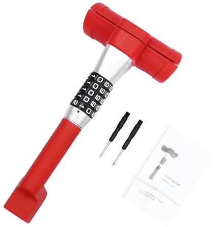 Candado universal de 5 dígitos para volante de coche, de aluminio, acero, 6 cm de longitud, bloqueo de volante y retráctil, antirrobo para vehículos familiares, camiones, furgonetas, color rojo