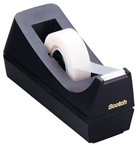 Scotch Dispenser Ricaricabile per Nastro Adesivo da 19 mm x 33 m, Porta Scotch per Ufficio, Nero