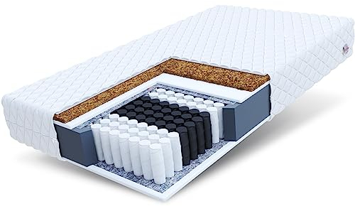 FDM Family Taschenfederkernmatratze 90 x 200 cm Matratze 7-Zonen Kokos 18 cm Höhe Härtegrad H4/H3 (Hart/Mittelhart) Bezug Zweiseitig Abnehmbar Waschbar