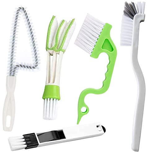 5Pcs Crevice Cleaning Brush Set for Grout, Small Spaces, Windows & Bottles - Tile, Gap & Corner Cleaning Brushes for Bathroom, Kitchen & Home
