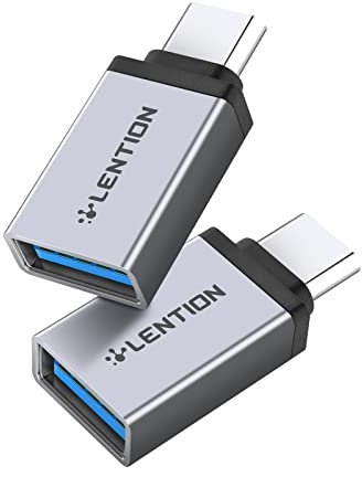 LENTION Adaptador USB-C a USB 3.0, Convierte Tipo C a Tipo A Compatible con MacBook Pro 13/14/15/16(Puerto Thunderbolt 3/4), 2018-2023 Mac Air/iPad Pro, Surface Book 2/Go, más (2 Unidades, Gris)