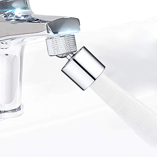 Hibbent doppelfunktionaler Wasserhahn-Luftsprudler für Küche/Bad, 360-Grad-drehbarer Schwenkkopf, Wasserhahn-Siebstrahlregler, hochwertige Mischdüse, Wasserhahnaufsatz, 22mm Innengewinde-Chrom)