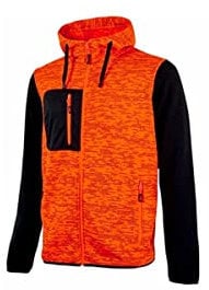 U-Power Rainbow, Felpa Full Zip, Con Tasche Ampie, Morbido Pile, Tessuto Cotone Stretch, Collo Alto, Cappuccio Regolabile, Abbigliamento Invernale Confortevole (ORANGE FLUO - 2XL)