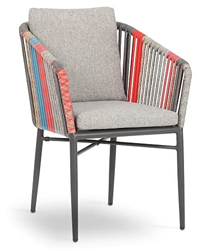 acamp Manhattan Gartenst¸hle | Gartensessel, Mafle 61x61x81 cm | Gestell aus rostfreiem Aluminium | inkl. Kissen mit Schaum-/Vliesf¸llung und hochwertigem Polyesterbezug | Colour/Sommerlich-bunt