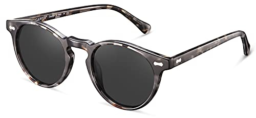 CARFIA Polarisierte Sonnenbrille Herren Männer Fahrenbrille Runden Rahmen mit Lederetui