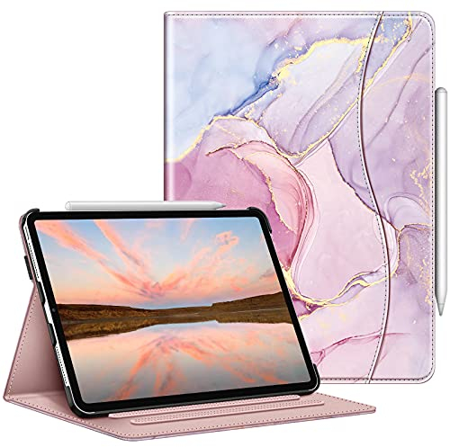 Fintie Funda Multiángulo Compatible con iPad Pro 11 (2022/2021/2020/2018-4.ª, 3.ª, 2.ª y 1.ª Gen) Carcasa Delgada con Bolsillo y Auto-Reposo/Activación, Mármol Rosa Dorado