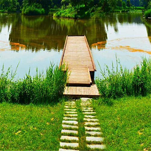 Benutzerdefinierte Foto-3D-Bodenbelag, selbstklebend, wasserdicht, Wandbild, Wasserwand, Holzbrücke, WC, Badezimmer, 150 x 105 cm