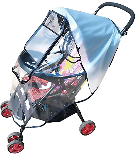 Universal Regenverdeck für Kinderwagen,Baby Universal Buggy Regenschutz Regenverdeck für buggy mit Fenster und Reißverschluss-Tür, Komfort Wasserdicht, Staubdicht, Winddicht