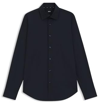 BOSS Herren H-JOE-C1-214 Regular-Fit Hemd aus elastischer Baumwoll-Popeline mit bügelleichtem Finish