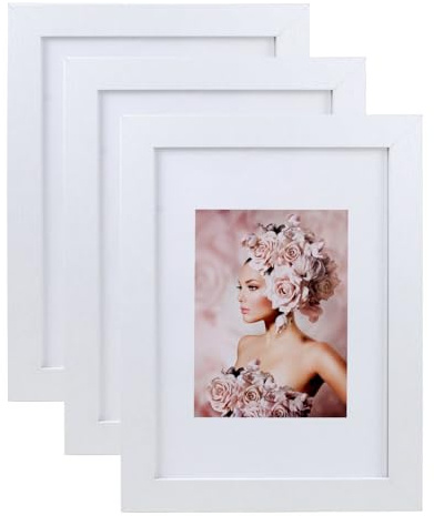 IDEAL TREND 3er Pack Holz Bilderrahmen Foto Plexi Rahmen Acryl Collage Wanddeko Poster S215: Farbe: Weiß | Format: 30x40