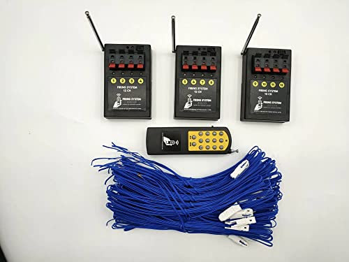Generico Kit de feux d'artifice Unite pyrotechnique 12 canaux avec 25 allumeurs 3 m, Mallette de transport inclus