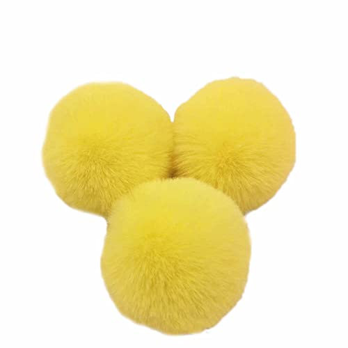 10 Stk 8cm Pompons Kunstfell Kaninchenfell Fellbommel,Kunstpelz Pom Pom Ball Plüschbälle Bommeln für DIY Handwerk Mützen Anhänger Dekoration Damen Mädchen Taschenanhänger Schlüsselanhänger,Gelb