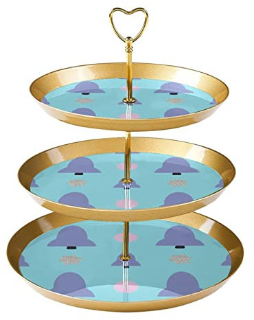 JAVENPROEQT Piatti da dessert in plastica a 3 livelli, con palline di Natale, colore: viola