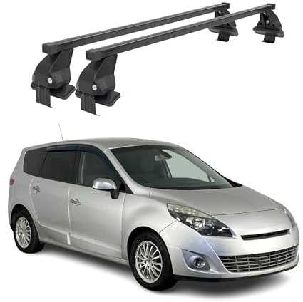 Dachträger Querstäbe Menabo kompatibel mit Renault Scenic III 2009-2013 Dachgepäckträger Dachgepäckträger Dachgepäckträger Dachstück Stahl 2X Dachträger Tragkraft 50kg