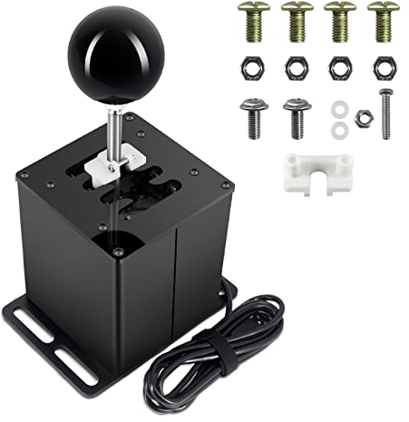 Palumma USB Gear Shifter, PC USB Simulation Game H Gear shifter for Logitech G29 G27 G25 G920, for T300RS/GT steering wheel (7R/black)