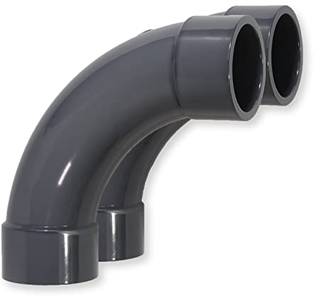 Paradies Pool PVC Fitting Bogen 90° Ø 50mm mit Klebemuffen, PVC-U Muffe Rohrverbinder Rohr Schlauch Klebefitting zum verkleben, Qualität aus Europa, Menge: 2 Stück