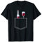 Bouteille Verre Vin Poche Humour Apéro Vigneron Homme Cadeau T-Shirt