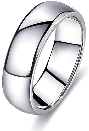 FUNEIA Silber Band Ring Damen Herren 1-8mm Breit Edelstahl Ringe für Männer Frauen Simpel Polierte Trauring Ehering Verlobungsring Daumenring Finger Ring Größen 52, 54, 57, 60, 62, 65, 67