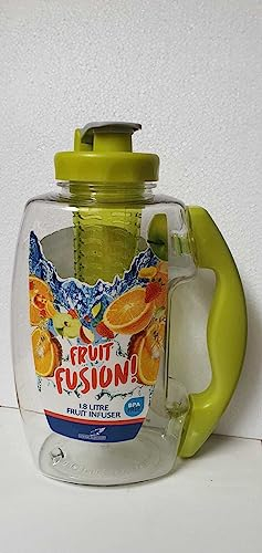 Haadi Traders Fruit Infuser Water Bottle 1.8L - For Detox, Diet, Hydration, Health, Cocktails, Picnics, BBQ, Sports - BPA Free Plastic - Colours Vary (Green)