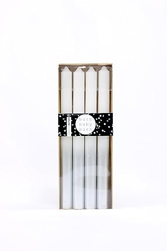 Stabkerze Weiß Silber Verlauf Kerze 4er Set Weihnachten Deko Geschenk Raumdekoration Weihnachtsbeleuchtung Weihnachtsdekoration 42h Brenndauer x-mas