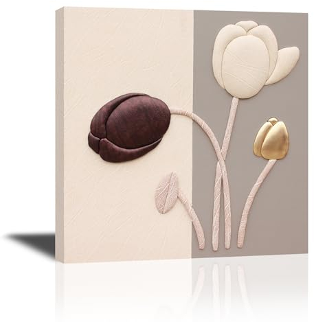 Piy Painting Elegante Tulpen Kunstdrücke auf Leinwand, Blumen Foto Druck Bilder Wandbilder für Schlafzimmer Galerie Yoga-Raum mit Innenrahmen (30CM*x30CM*1Stück)
