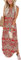 WNEEDU Damen Maxi Sommer Kleider Lang Strandkleider Ärmellos V-Ausschnitt Freizeitkleid A-Linie Shirtkleider mit Taschen,Neues Boho-Rot XL