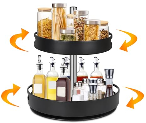 GIOVARA Gewürz Organizer Drehbar 360° Drehbares Küchen Organizer, 2-stöckige Gewürzregal Stehend Gewürzregal, Drehbarer Gewürz Organizer Für Küche, Arbeitsplatte, Schrank, Badezimmer