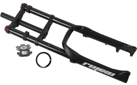 RUJIXU Fourche à vélo 50,8 cm Fat 4 pouces Fourches à suspension vélo VTT 1-1/8 Fourche à air Voyage 110 mm Réglable Rebond Disque Frein QR pour la plage de neige (couleur : noir, taille : 20)