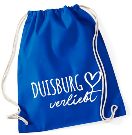 Huuraa Turnbeutel Duisburg verliebt Tasche Baumwolle 12 Liter Bright Royal mit Namen deiner Lieblingsstadt in Nordrhein-Westfalen Geschenk Idee für Freunde und Familie
