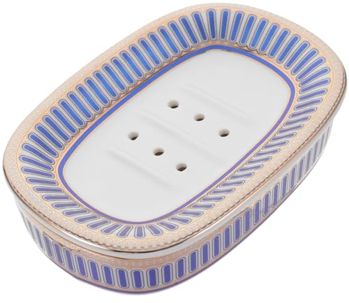 Amosfun Keramik Seifenschale - Tanklager-Organizer, Seifenetui, Seifenablage, Halter für Badezimmer, Kleine Palast Wanne