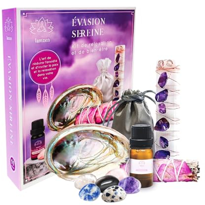 Coffret anti-stress,11piéces- sauge blanche et lavande purification à bruler,cristaux et pierres précieuses chakra,guérison,huile essentielle de lavande pour diffuseur et massage