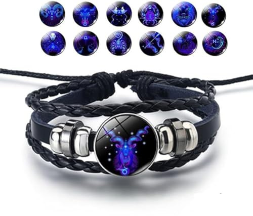 AILYFIRMO Multilayer Constellation Zodiac Leather Bracelet, Zodiac Signs Spirit Bracelet Adjustable 12 Constellation Bracelet,Wristband for Women Men Jewelry Birthday Gift (Capricorn)
