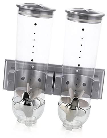 Cereal Dispenser Wall Mount - wall mount dispenser | Cereal Storage Container Snack Dispenser with 3 Cup, Candy Dispenser Wall Mounted,Triple Dry-Food Dispenser for Snacks Rice Cereal Flour