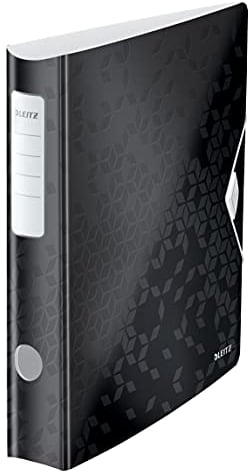 Leitz Qualitäts-Ordner 180° Active WOW, 5er Pack, A4, Schmal, Abgerundeter Rücken, 6,5 cm breit, Gummibandverschluss, Leichtes Polyfoam, Plastik-Ordner, WOW Serie, Schwarz, 11070095