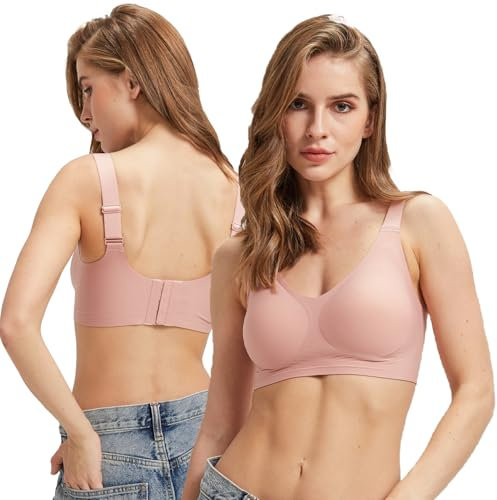 Soutien Gorge sans Armatures pour Femmes, Dim Soutien-Gorge Push Up Confort, XL(Rose)