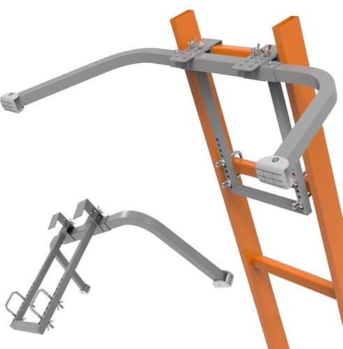 Ladder Stabilizer, Heavy Duty Steel Ladder Roof Hook Ladder Stabilizer with Wing Span/Wall Extension Accessory, Secure and Stable Ladder Standoff Arms for Roof Gutter with Anti-Slip Rubber Feet