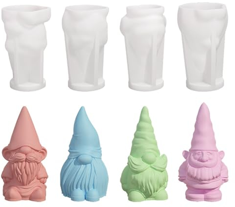 Kerzenform Silikon 3D Weihnachtsmann Silikonformen Gießformen, DIY Weihnachten Wichtel Kerzen Formen Silikon Kerzengießformen Set, Kerzenformen Zum Gießen Für Kerzen, Seife, Handwerk