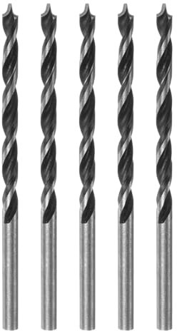 sourcing map 5pcs Brad Point Drill Bits 3mm(8/64) Dia Straight Steel Round Shank Drill Metric Brad Point 1.2 Drilling Depth Spiral Twist Drill Bits for Carpenter Woodworking Plastic Rubber