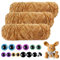 Mngevcy 3 x 150 m Chenille Wolle zum Häkeln, Flauschige Plüschwolle mit 14 Sicherheitsaugen für Häkeltiere, Decken, Schals, Puppen (Hellbraun)