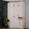 Marmex Grant Set 12C - Hohe Eckschränke 91x235x143 cm, Bücherregal, Eckgarderobe mit Kleiderstangen und Einlegeböden für das Schlafzimmer, Eckkleiderschrank - Cashmere (Cashmere, 91x235x143 cm)