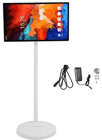 Wifehelper Moniteur Portable 24 Pouces, TV Intelligente à écran Tactile avec Batterie Intégrée, écran LCD Haute Définition, écran D'affichage sur Pied pour la Maison (Prise UE)