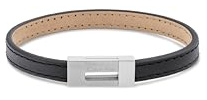 Calvin Klein Kollektion CK EXPOSED für Herren Halskette mit Anhänger aus Edelstahl und Armband aus Schwarzem Leder